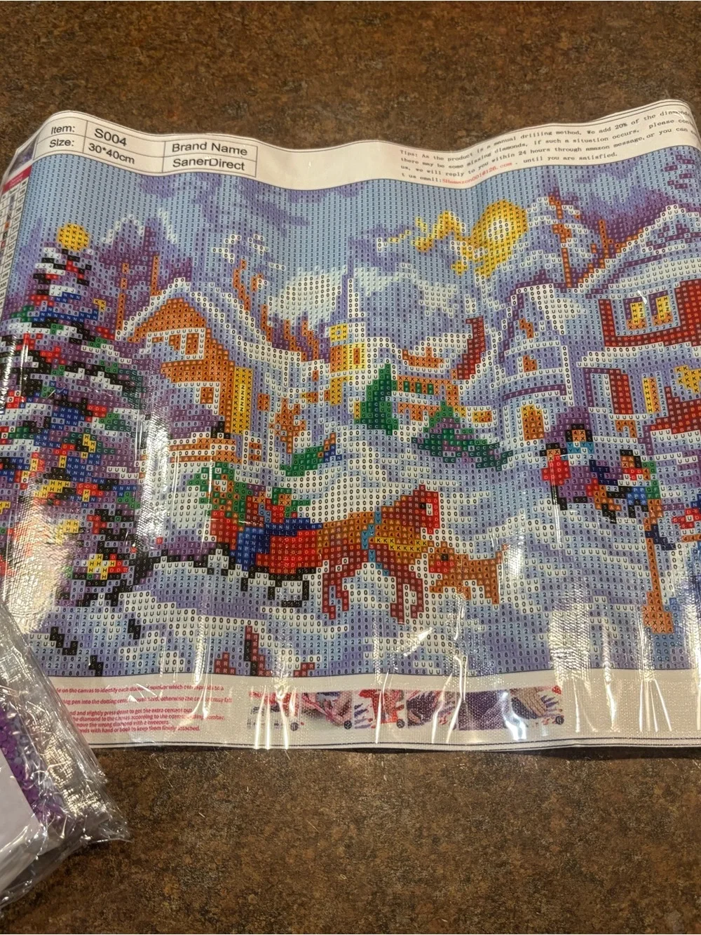 🧵Winter Village Diamond Painting Canvas with Sleigh Scene
